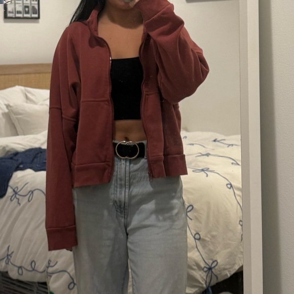 Red zip up hoodie - Picture 1 of 4